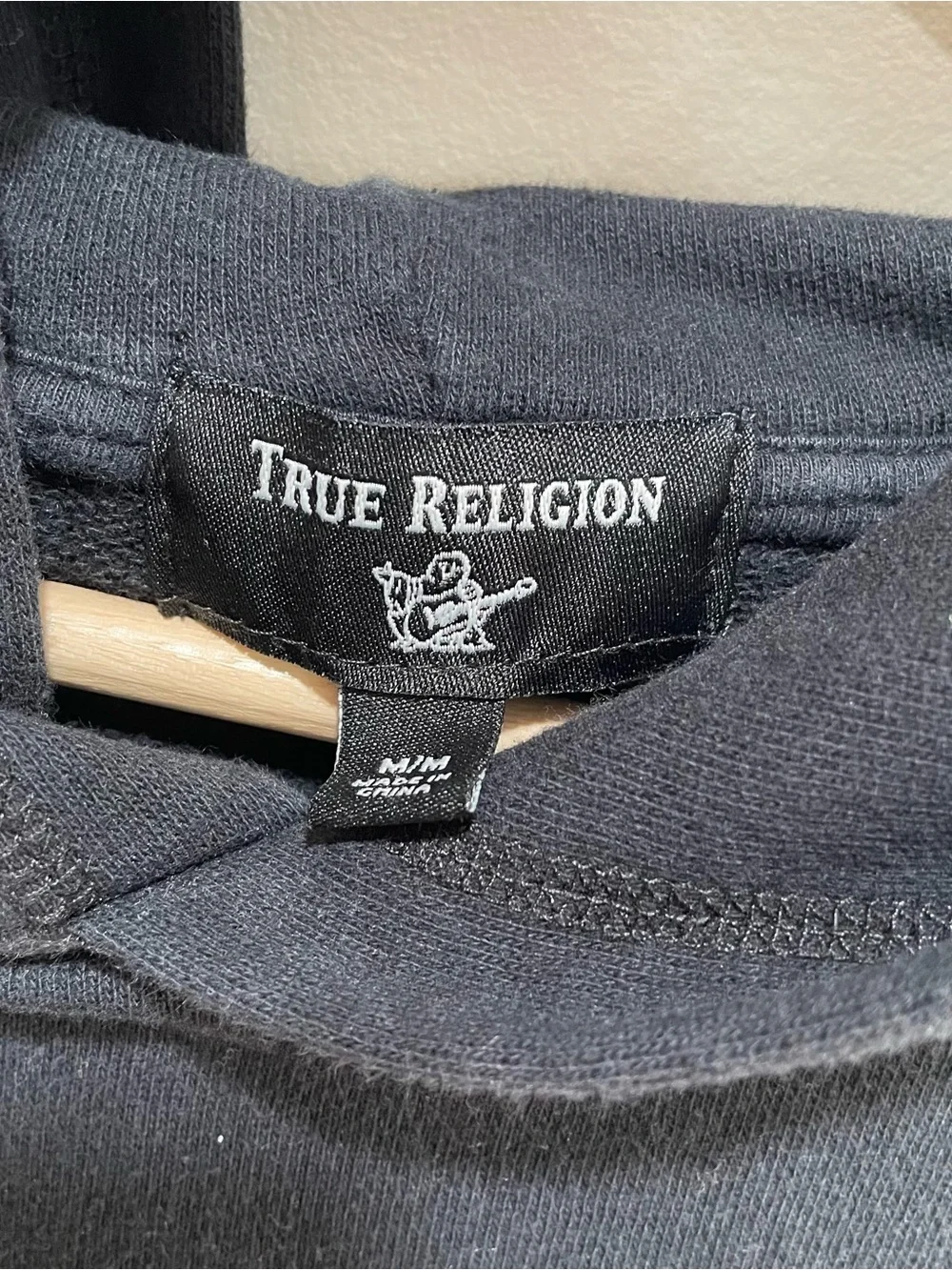 True Religion Black Pullover Hoodie with Arched Logo